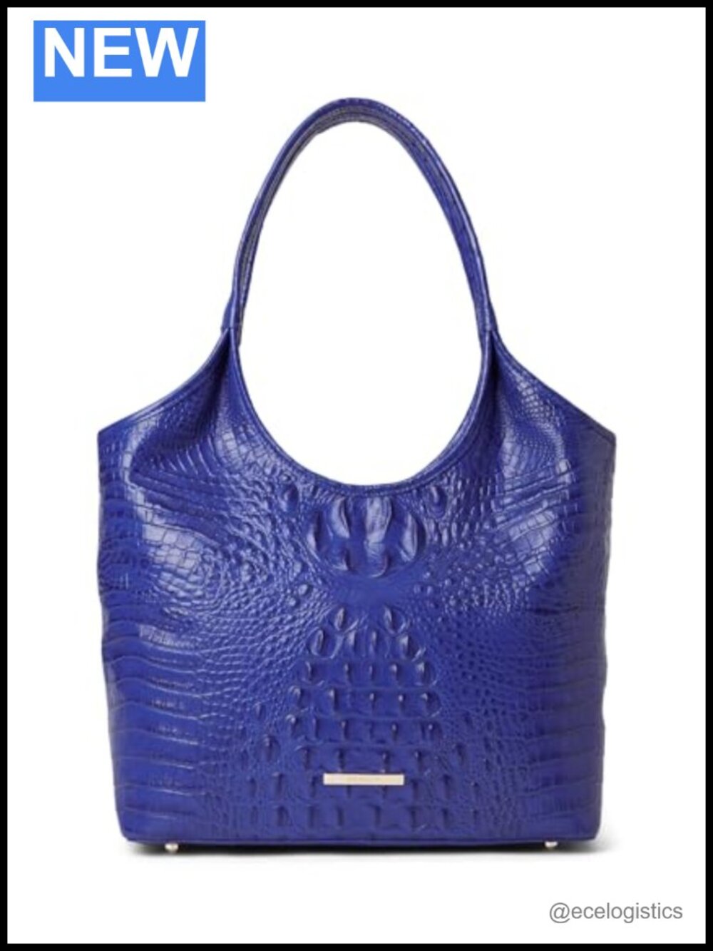 BRAHMIN Melora Leather Tote - Adjustable Strap - Key Clip Closure - Blue